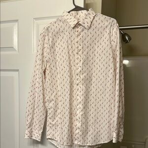 Express Extra Slim 1MX White and Red Button Down Shirt